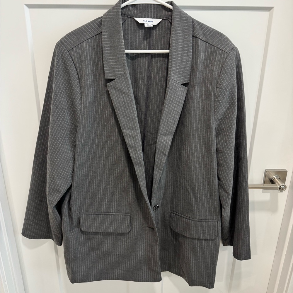 Oversized Gray Pinstripe Blazer